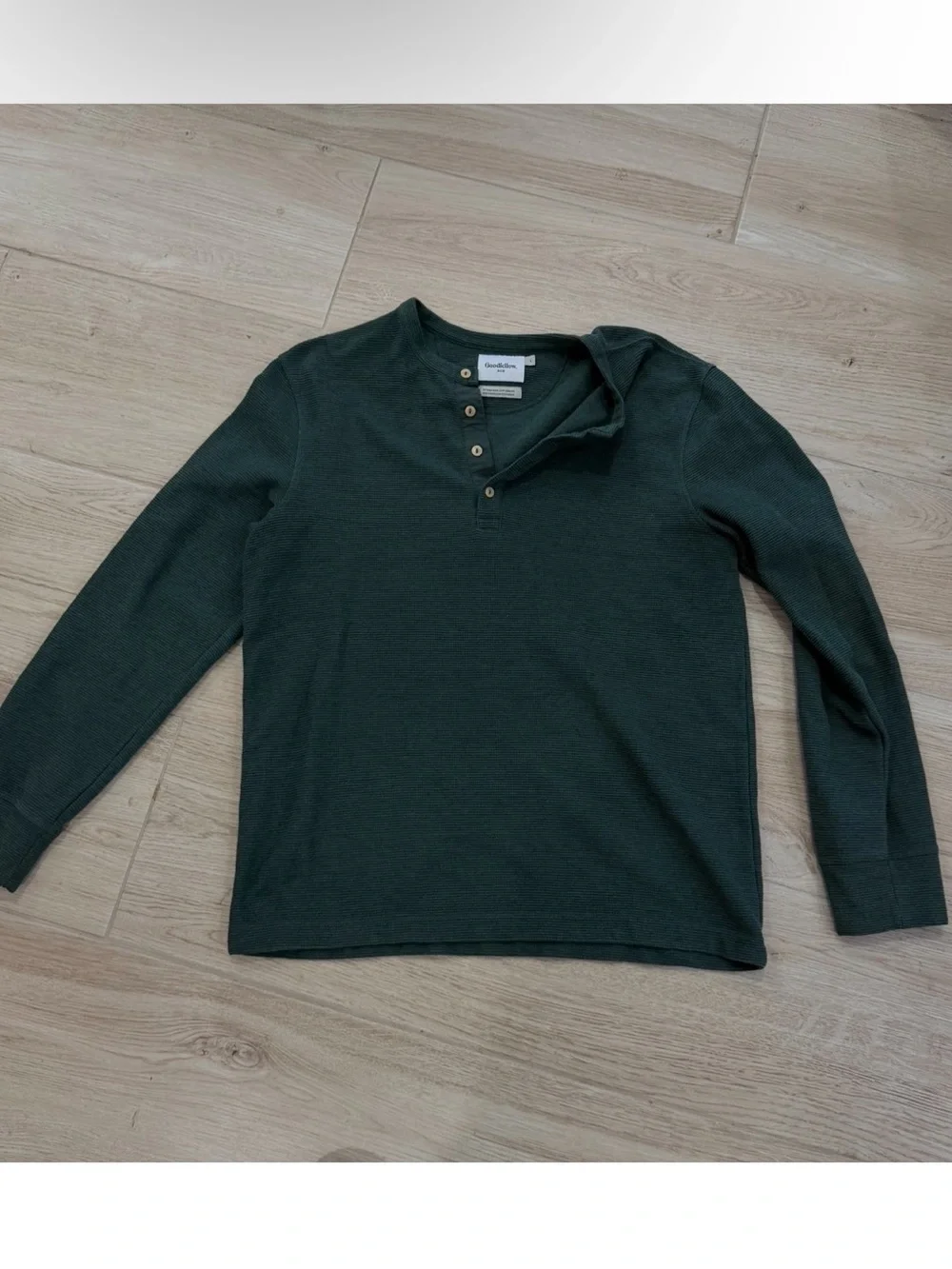 Goodfellow & Co Mens Green Long Sleeve Henley